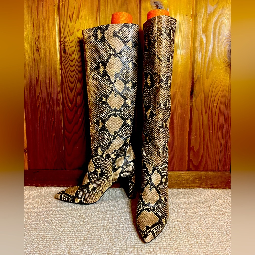 Steven by Steve Madden Tall Snakeskin High Heel Boots, 7.5, NWT
